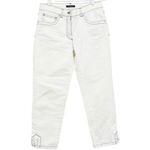 Jones New York Women's Mid Rise Stretch White Cropped Jeans Size 2 (W28xL24)